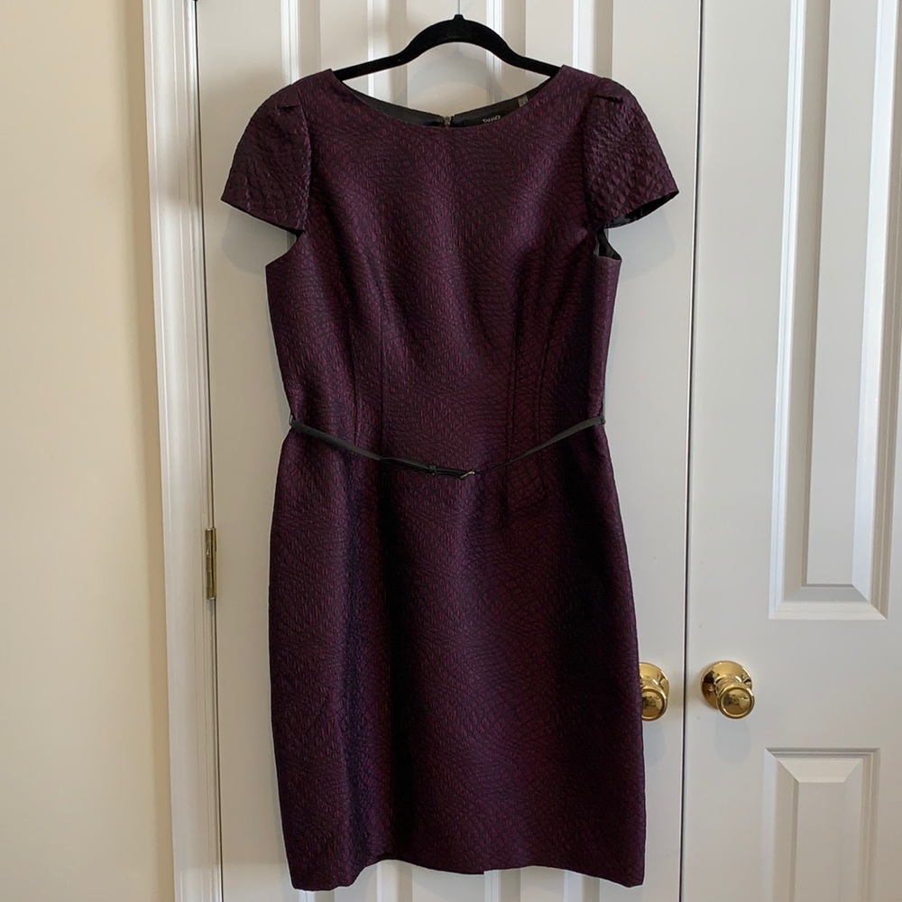 Tahari textured cap sleeve dress